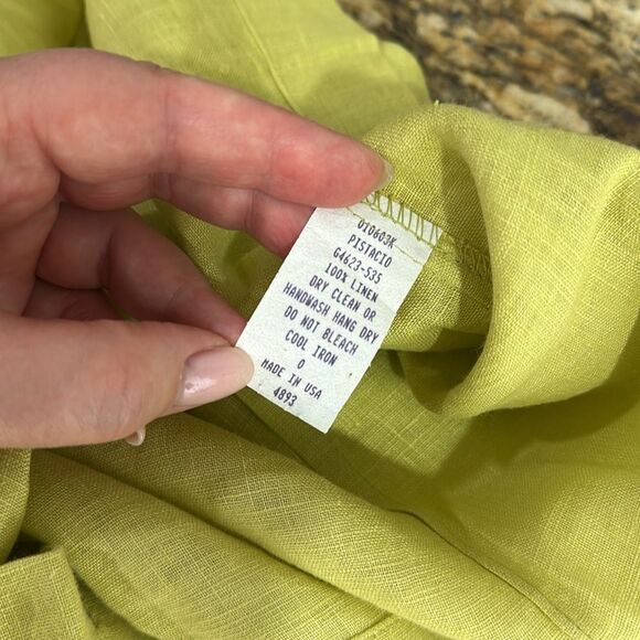 Kathleen Sommers Linen Sleeveless Round Neck Tank Top In Pistachio Size 0X - Picture 5 of 7
